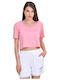 Women's Summer Cropped Cotton Short Sleeve Pink Top