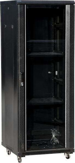 Q-Lantec Επιδαπέδια Καμπίνα Rack 36U Μαύρο SS-36U-600-600-01-C