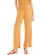 Women's Fabric Trousers with Elastic Yellow