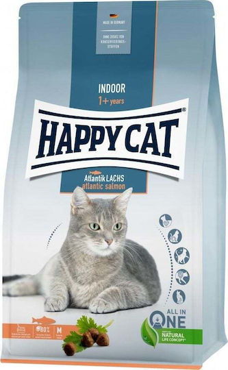 Happy Cat Indoor Atlantic Ξηρά Τροφή για Ενήλικες Στειρωμένες Γάτες με Σολομό 4kg
