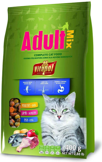 Vitapol Dry Food for Adult Cats with Poultry / Corn / Fish / Lamb / Meat 0.4kg