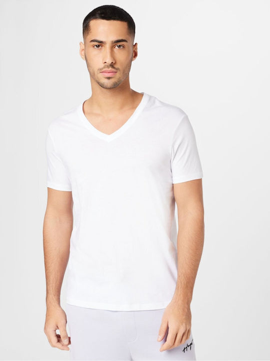 Armani Exchange Herren Kurzarmshirt mit V-Ausschnitt White
