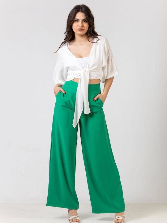 Simple Fashion Women's Fabric Trousers GREEN