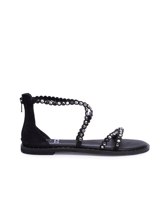 Chevalier Women's Flat Sandals in Black Color