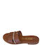 Leather Women's Flat Sandals Anatomic in Tabac Brown Color