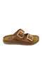 Leather Women's Flat Sandals Anatomic in Brown Color