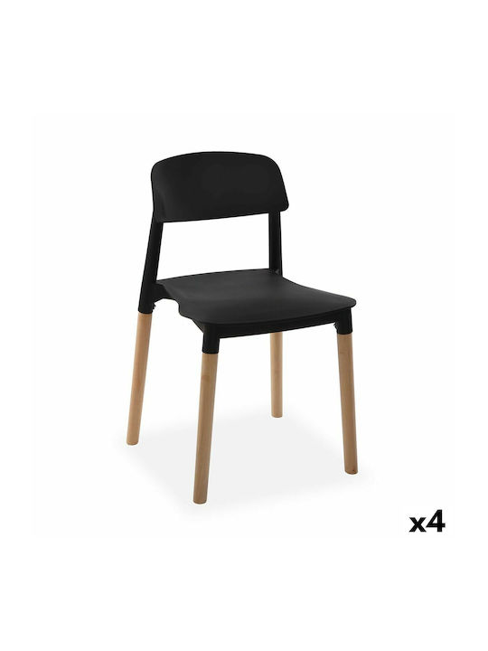 Dining Room Wooden Chair Black 45x76x42cm 4pcs