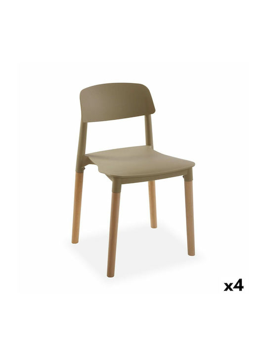 Dining Room Wooden Chair Beige 45x76x42cm 4pcs