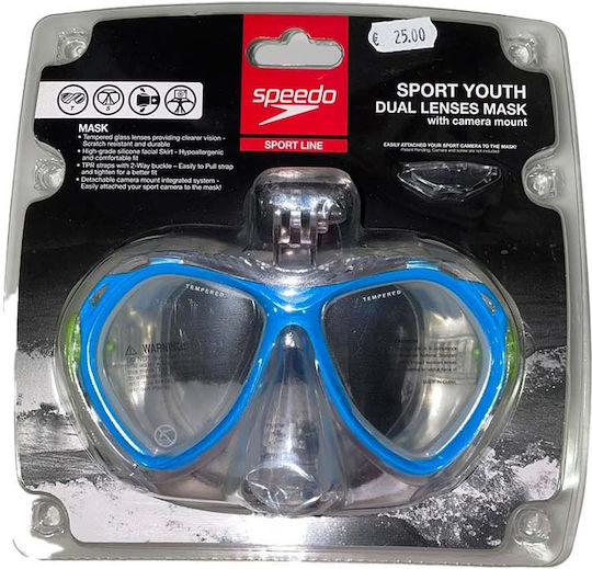 Speedo Kids Silicone Diving Mask with Snorkel Sport Light Blue