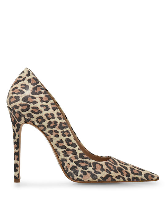 Tsakiris Mallas Leather Brown High Heels Animal Print