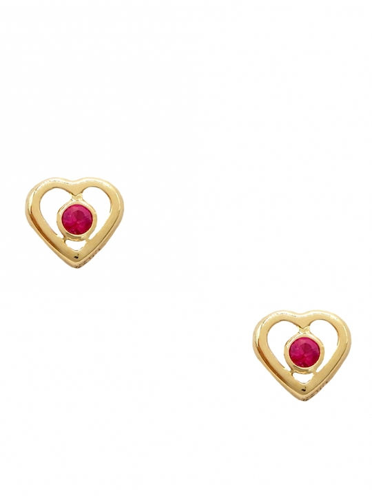 Πολύτιμο Kids Earrings Studs with Stones made of Gold 14K