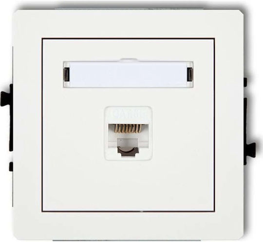 Karlik Единично Гнездо За Електрическа Мрежа RJ45 С Рамка Тип Cat6 В Бял Цвят DGK-3