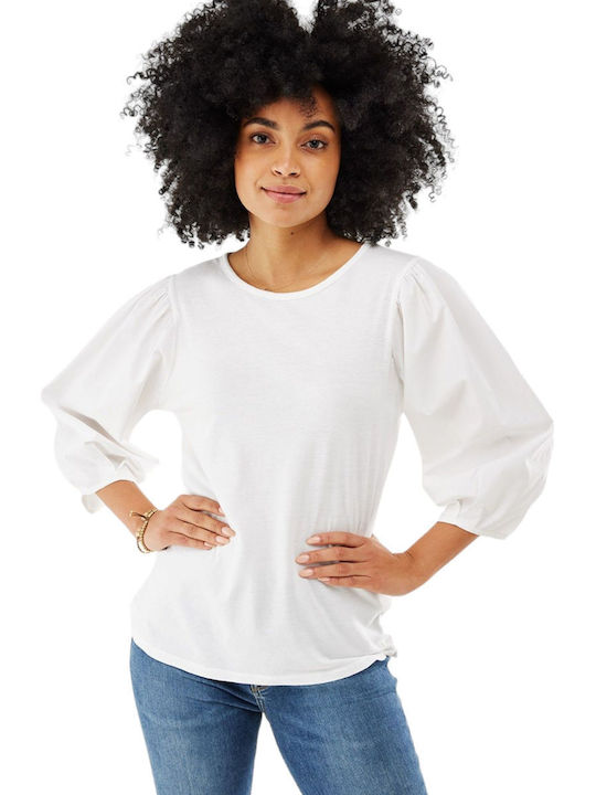 Mexx Women's Blouse with 3/4 Sleeve White