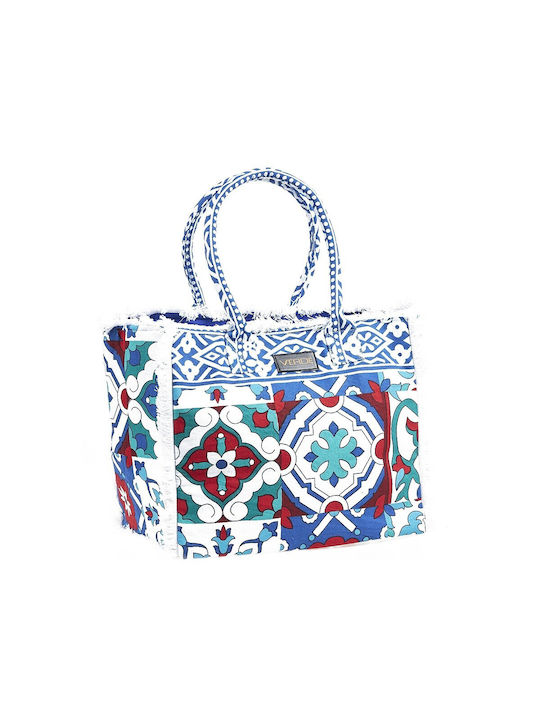 Verde Fabric Beach Bag Blue