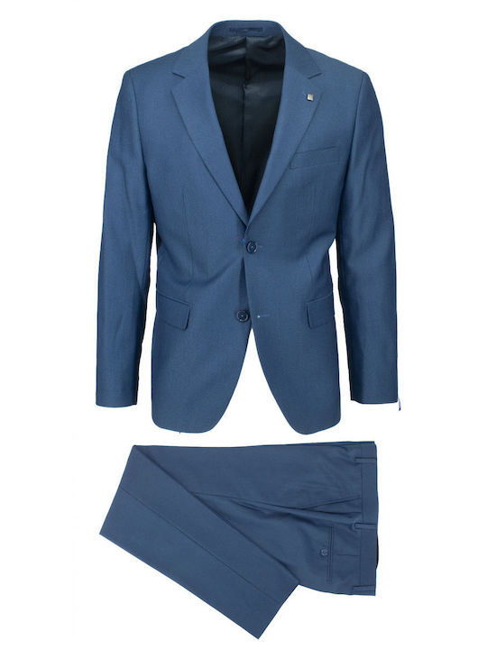 Leonardo Uomo Ανδρικό Κοστούμι με Κανονική Εφαρμογή Μπλε