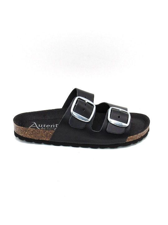 Women's Spanish Leather Sandals Auth P747 Black