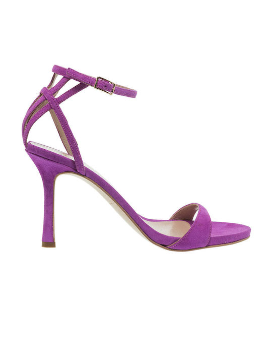 Mourtzi Platform Suede Women's Sandals Purple with Low Heel