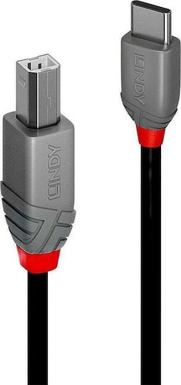 Lindy USB 2.0 Cable USB-C male - USB-B Μαύρο 1m 36941