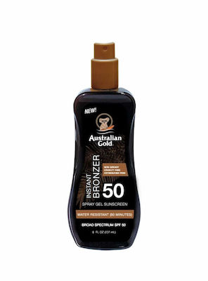 Australian Gold Instant Bronzer Waterproof Sunscreen Gel for the Body SPF50 in Spray 237ml