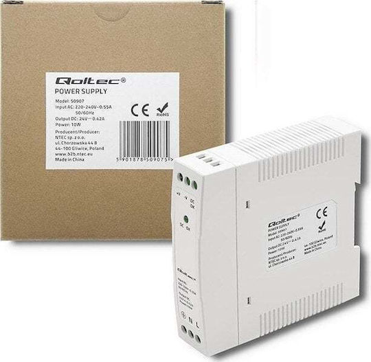 Qoltec Τροφοδοτικό Ράγας cu Ieșire 24V și Putere 10W 0.42A