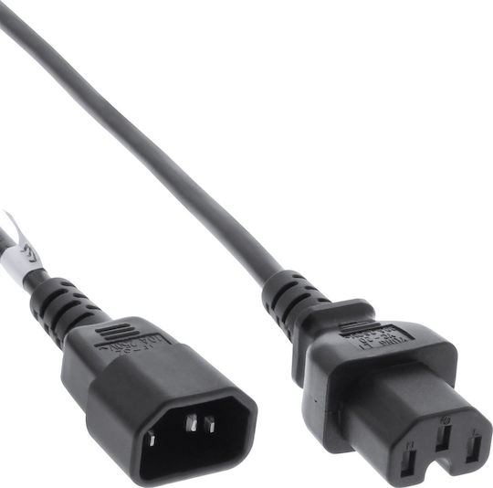 Cablu de prelungire Inline Inline Power Cable, conectare fierbinte, Iec-c15 drept la Iec-c14 drept, 5 m, negru