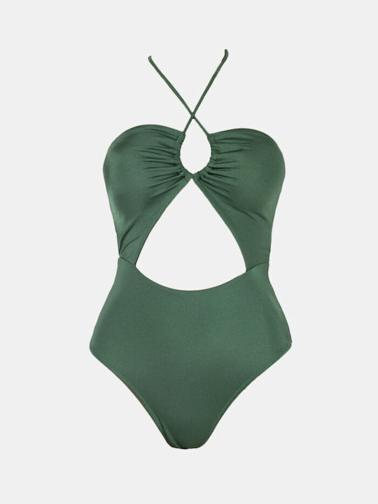 Rock Club One-Piece Swimsuit with Padding Evergreen