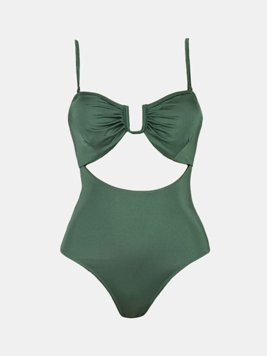 Rock Club One-Piece Swimsuit with Padding Green