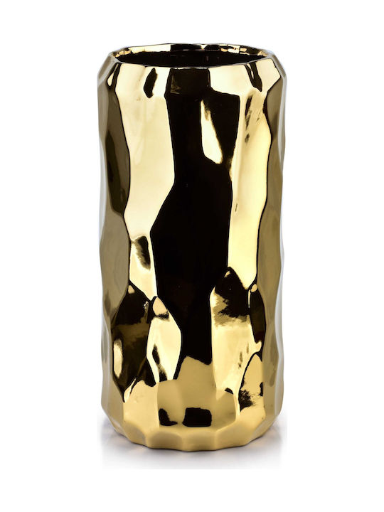 Mondex Διακοσμητικό Βάζο Γυάλινο Χρυσό 13x26cm