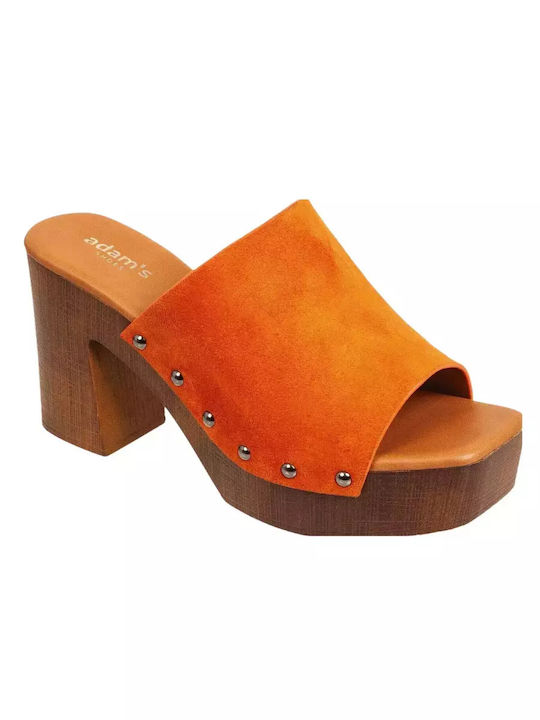 Adam's Shoes Chunky Heel Mules Orange