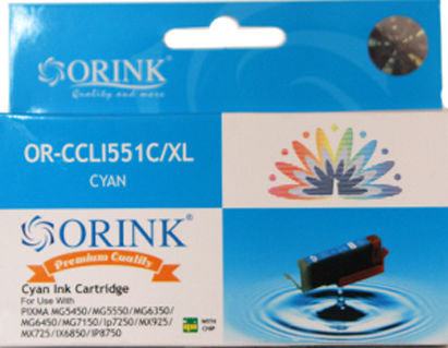Orink Cartuș de cerneală compatibil pentru imprimante InkJet Canon CLI551XL Cyan 1buc
