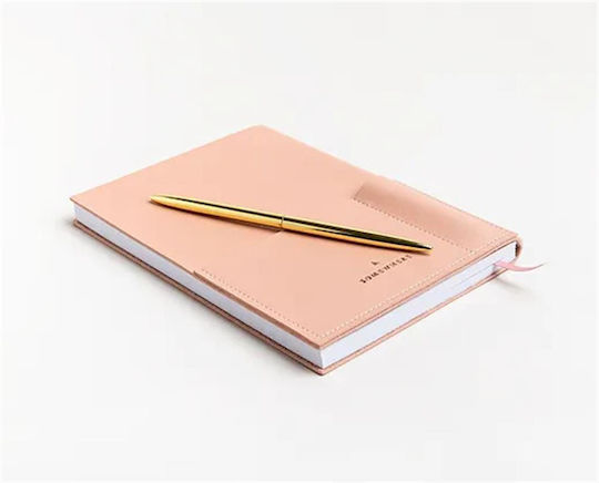Somewhere Notebook Vigan Leahter Journal Σημειωματάριο A5 Ριγέ με Σκληρό Εξώφυλλο Ροζ