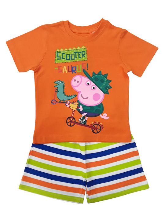 Peppa Pig Kinder Schlafanzug Sommer Baumwolle Orange George