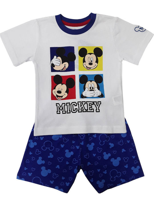 Disney Kids' Pajamas Summer White Blue Mickey