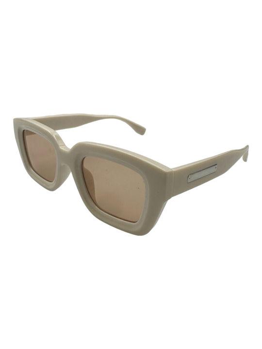 V-store Women's Sunglasses with Green Plastic Frame and Brown Lens 608BEIGE