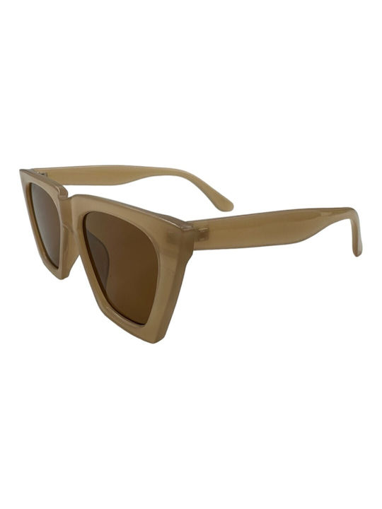 V-store Women's Sunglasses with Brown Plastic Frame and Brown Lens 3754BEIGE