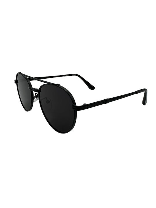 V-store Sunglasses with Black Metal Frame and Black Lens 80-755BLACK