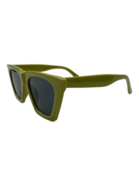 V-store Women's Sunglasses with Green Plastic Frame and Gray Lens 3574KHAKI
