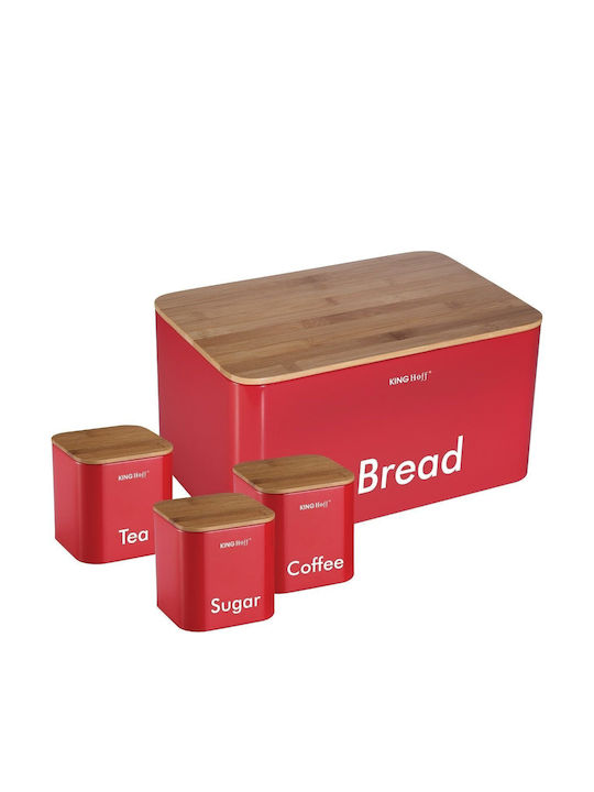 KING Hoff Bread Box with Lid made of Bamboo Red