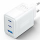 Vention Charger Without Cable GaN with USB-A Port and 2 USB-C Ports Whites (FERW0-EU)