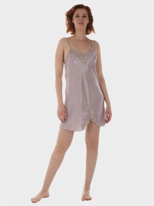 G Secret Summer Satin Women's Nightdress Gray