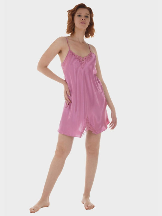 G Secret Summer Satin Women's Nightdress Pink