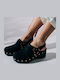 Leather Mules with Heel in Black Color