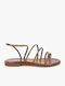 Leder Flache Sandalen Für Damen Braun