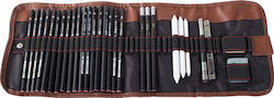 Set de Unelte pentru Schițare Zola Cutie de Depozitare din Lemn Negru Maro 29 Piese Set de Unelte pentru Schițare Zola Cutie de Depozitare din Lemn Negru Maro 29 Piese
