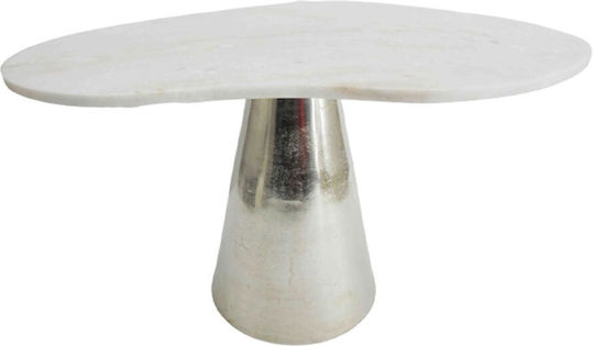 Side Table Curve Aluminum Silver / White L57.25xW38xH49cm.