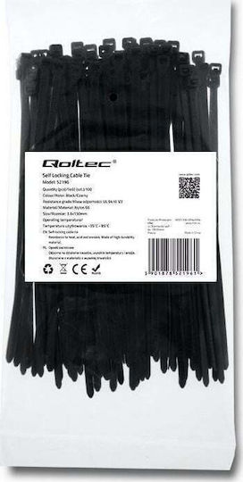 Qoltec Кабелни връзки 150x3.6мм Черен 100pcs 52196