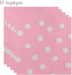 Set of Party Napkins 33x33cm 12pcs Pink Polka Dot