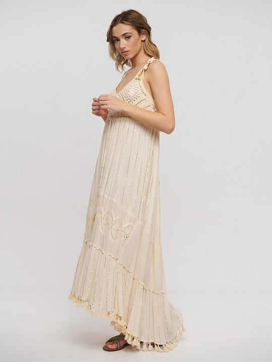Ble Resort Collection Maxi Dress with Ruffle Beige