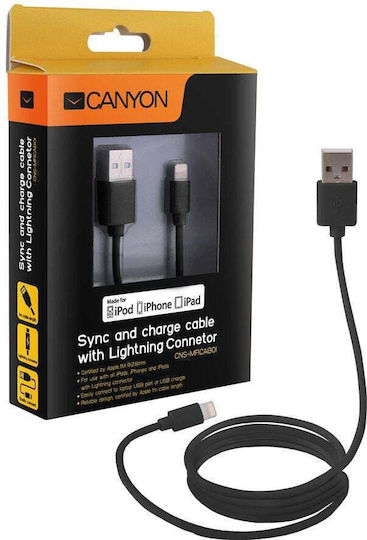 Canyon USB-A zu Blitzkabel Kabel 12W Schwarzes 1m