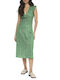 Only May Life Summer Midi Dress Wrap with Ruffle Green